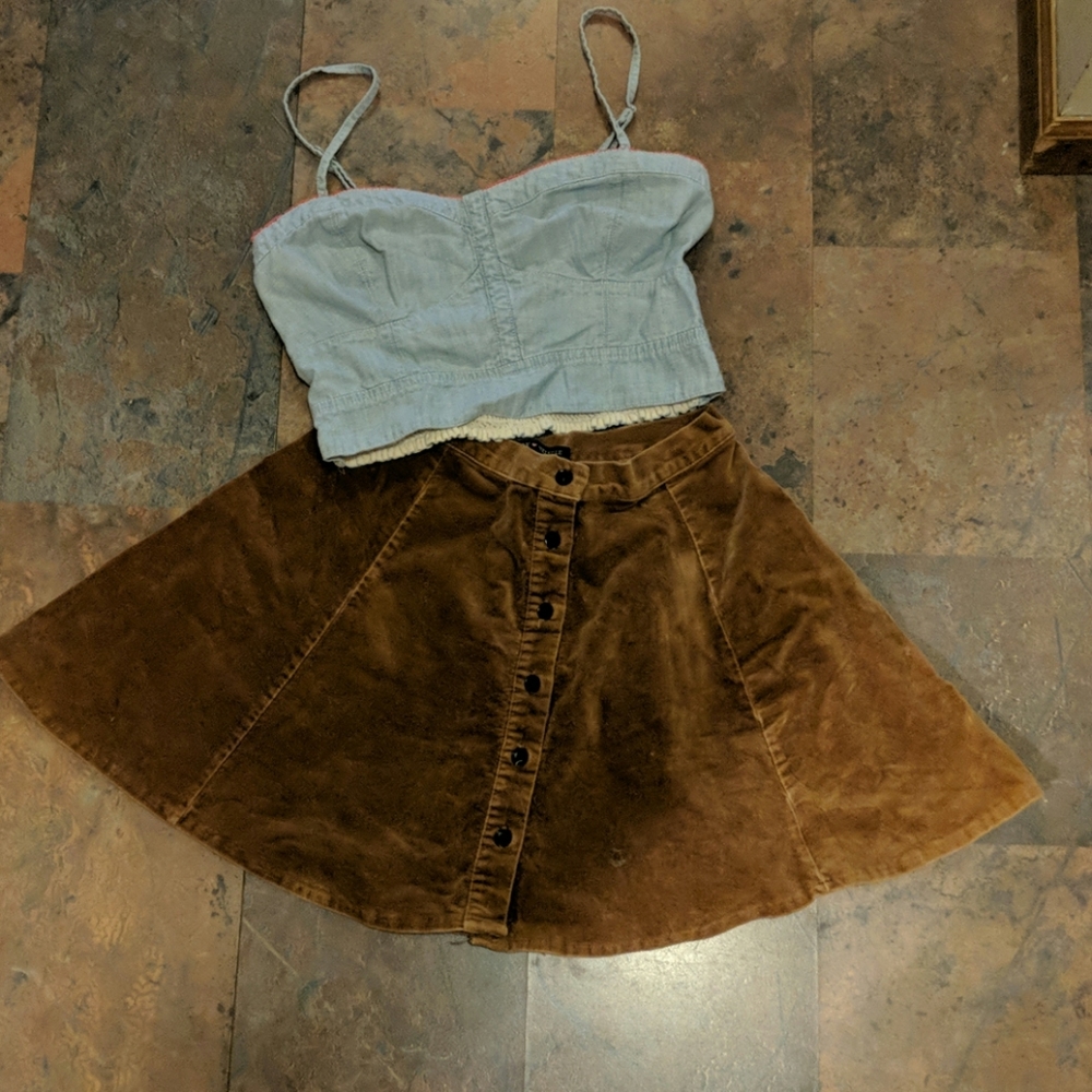 Brown suede skater skirt